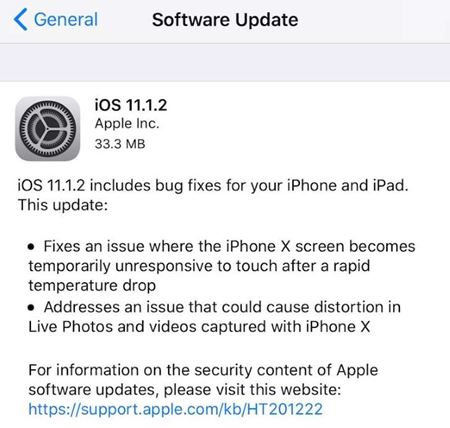 iOS 11.1.2 update