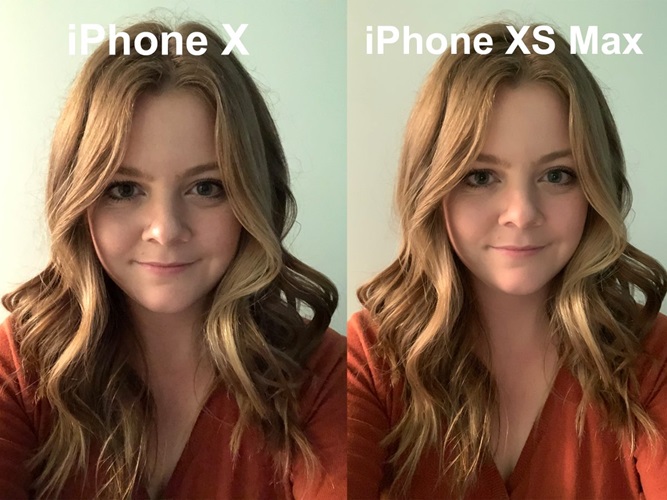 Hasil foto selfie iPhone XS vs iPhone X Avery Hartmans di cahaya redup