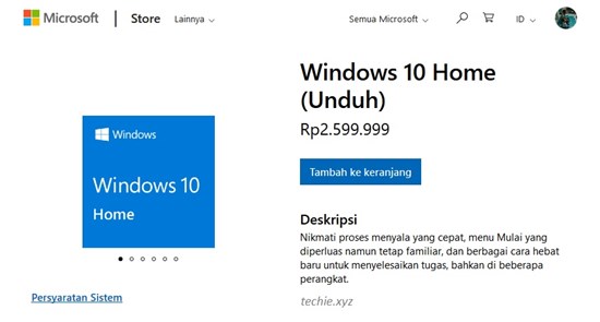 Harga Windows 10 Home